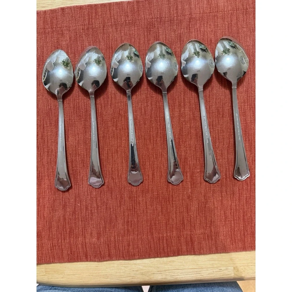6 International Capri Frost Soup/Oval Spoons Replacement Stainless Flatware